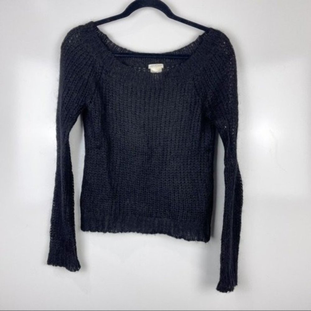 Old Navy Black Long Sleeve Mohair Knit Sheer Sweater Size Small